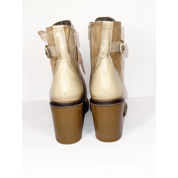 Softwaves Sahara Boots Leather Suede Ribbon Tie Chunky Lug Combat Boho Tan 36/6 - Picture 4 of 16